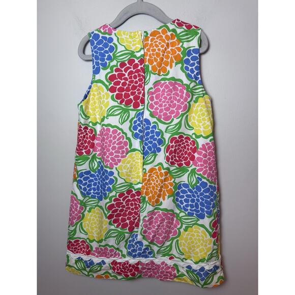 Lilly Pulitzer Girl's Sz 7 Shift Dress Rainbow Floral Zinnia Hydrangea Retro - Picture 7 of 9